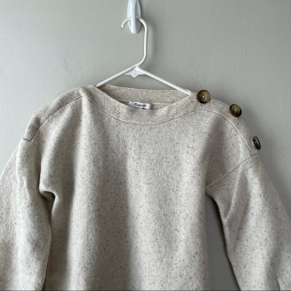 Madewell boatneck button shoulder Wool Dress - Picture 3 of 8